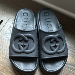 Gucci Black Logo Rubber Slide Sandals